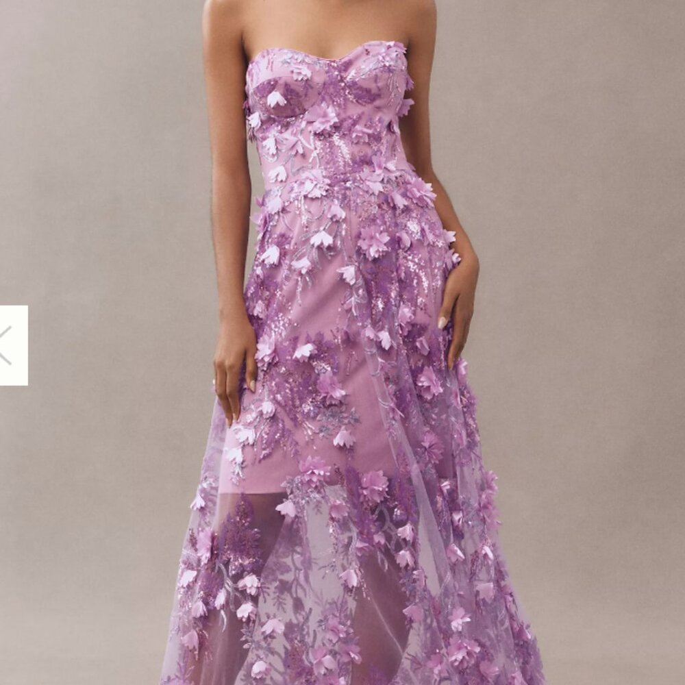 Dress The Population Melissa wedding Sequin Floral appliqué gown Lilac Multi
